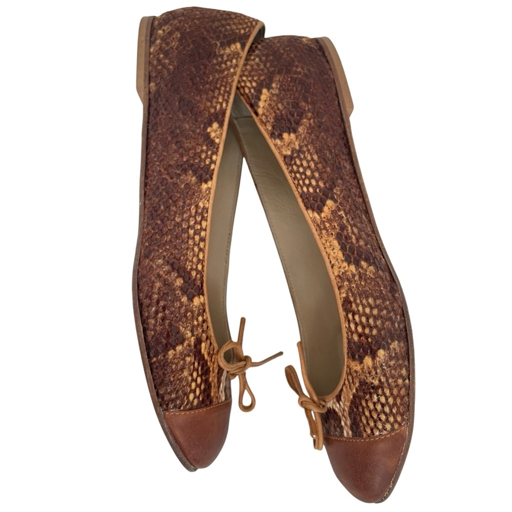 Francesco Morichetti Leather Ballet Flats Snake Print Brown EU 40